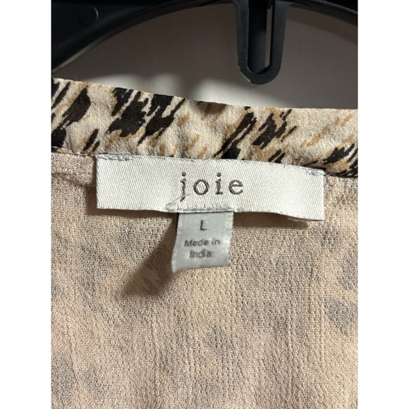 Joie Womens Large Cream Brown Cheetah Print Long Sleeve Career Casual Office - Picture 2 of 4